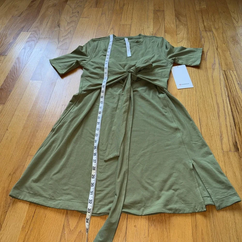 Lululemon Cotton Wrap-Front T-Shirt Dress 2 Green Short Sleeve Casual Athleisure